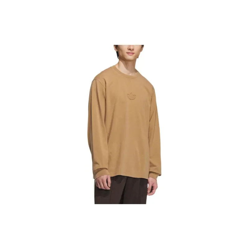 Adidas Originals SS24 WASHED LONG SLEEVE TOP T Shirt Men's Desert Brown-2