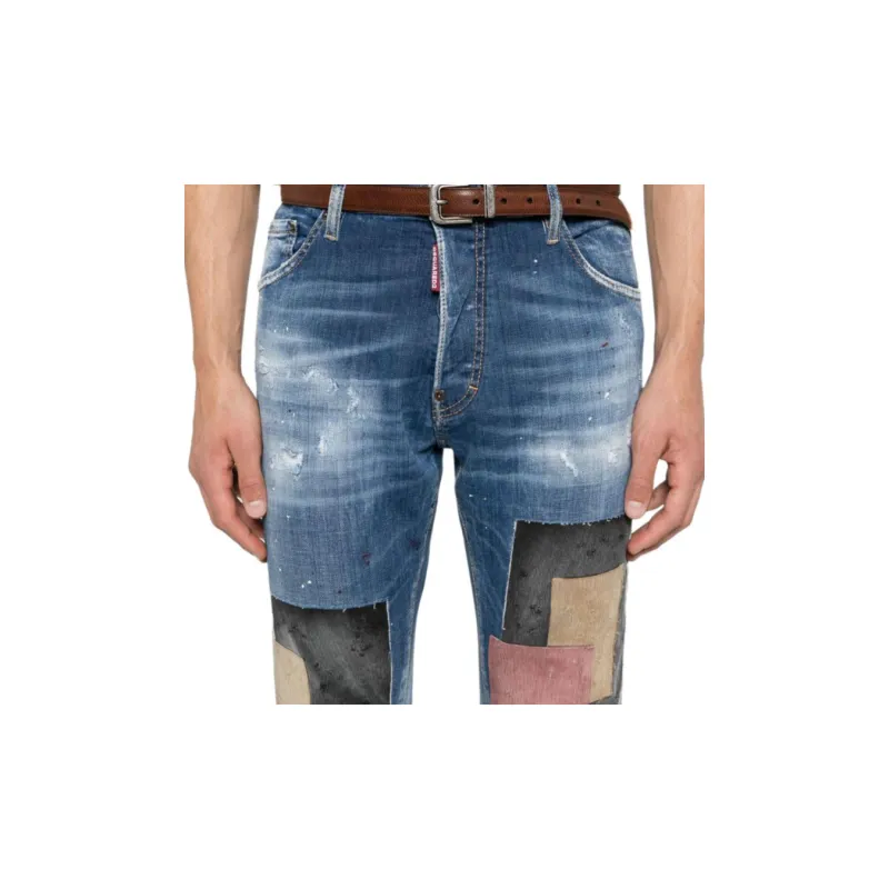 DSQUARED 2 Cool Guy Patchwork Designed Distressed Jeans-4