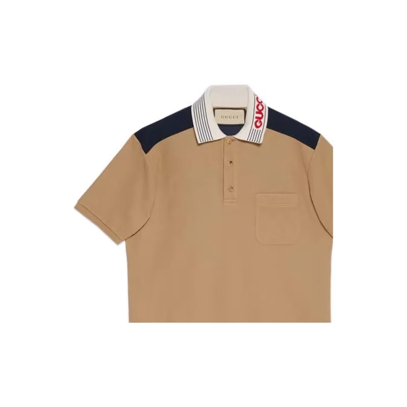 GUCCI Knitted Contrast trim Polo Shirt-4