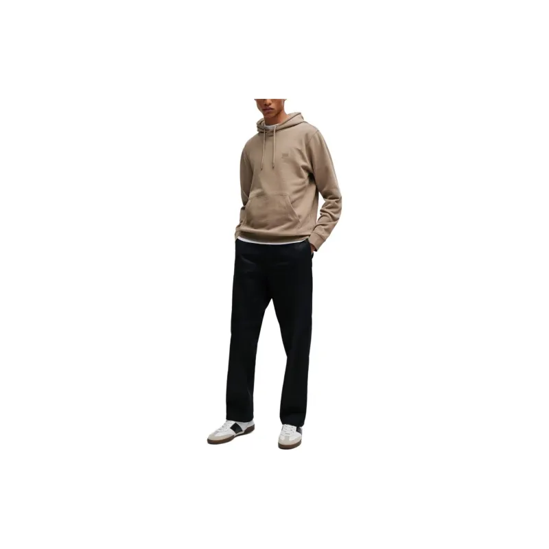 HUGO BOSS Cotton-Terry Hoodie With Logo Patch Sweatshirt Men's Light Brown-1