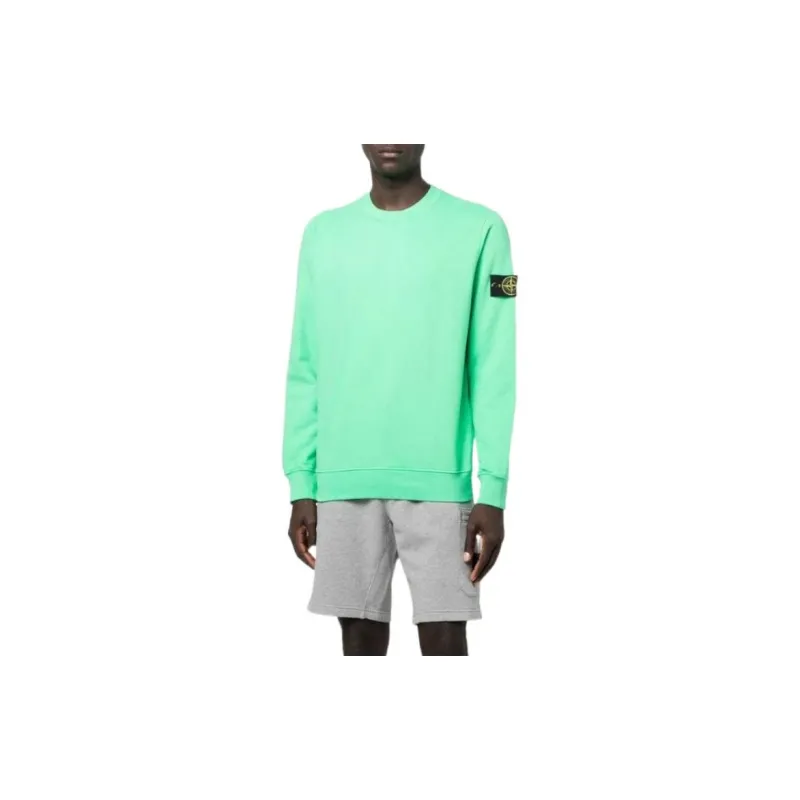 STONE ISLAND 63020 Brushed Cotton Fleece Crewneck Sweater-1