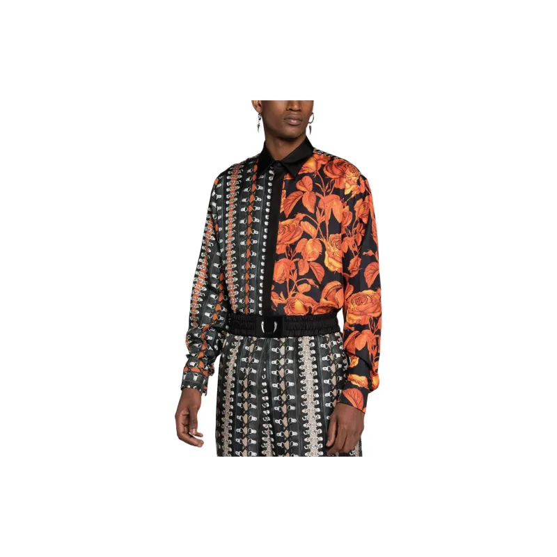 Roberto Cavalli Flower Bondage-Print Silk Shirt Shirt Men's Multicolor-4