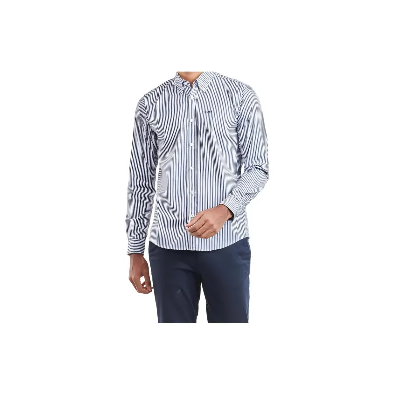 HUGO BOSS Pinstriped Curved Hem Shirt-1