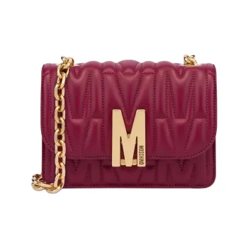 MOSCHINO Sheepskin Shoulder Bag Crossbody Bag Small Size Women's Purple Ocean Red