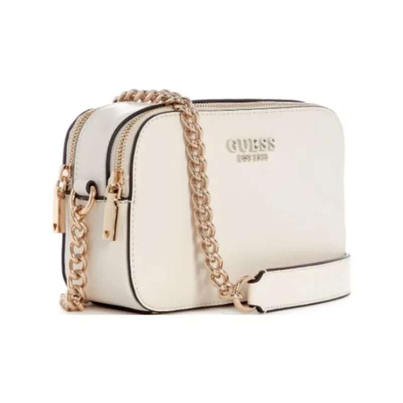 GUESS Smooth Artificial Leather Camera Bag Shoulder Bag Crossbody Bag Women's Gray White-1
