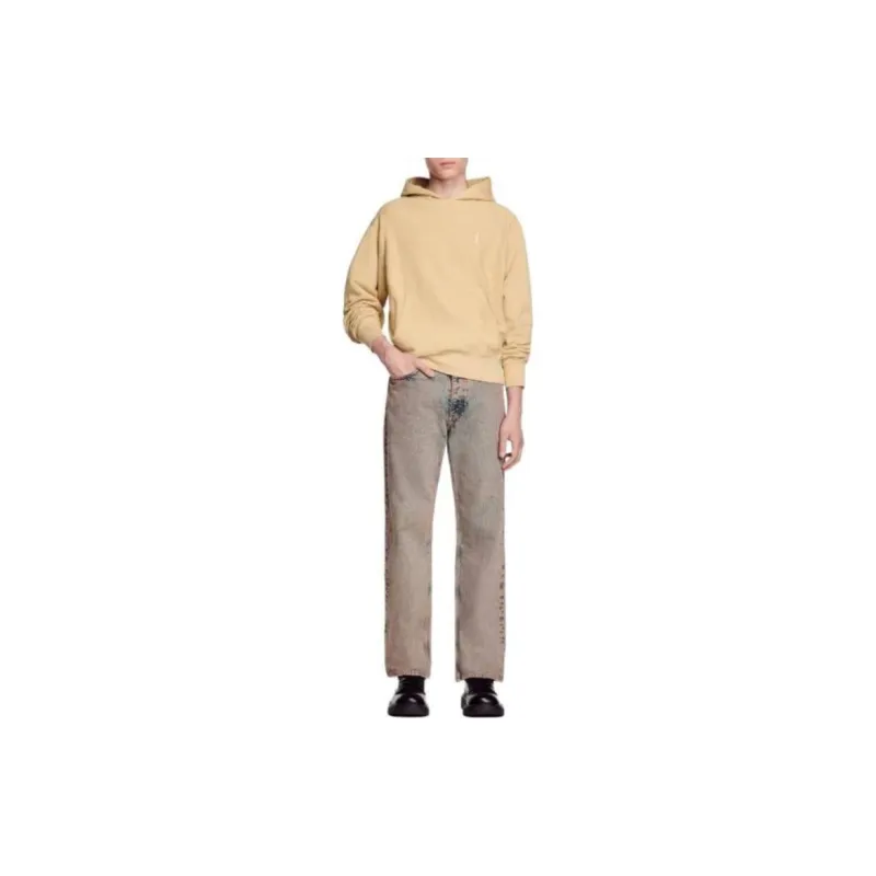 Sandro Fleece Hoodie Sweatshirt Men's Yellow-3