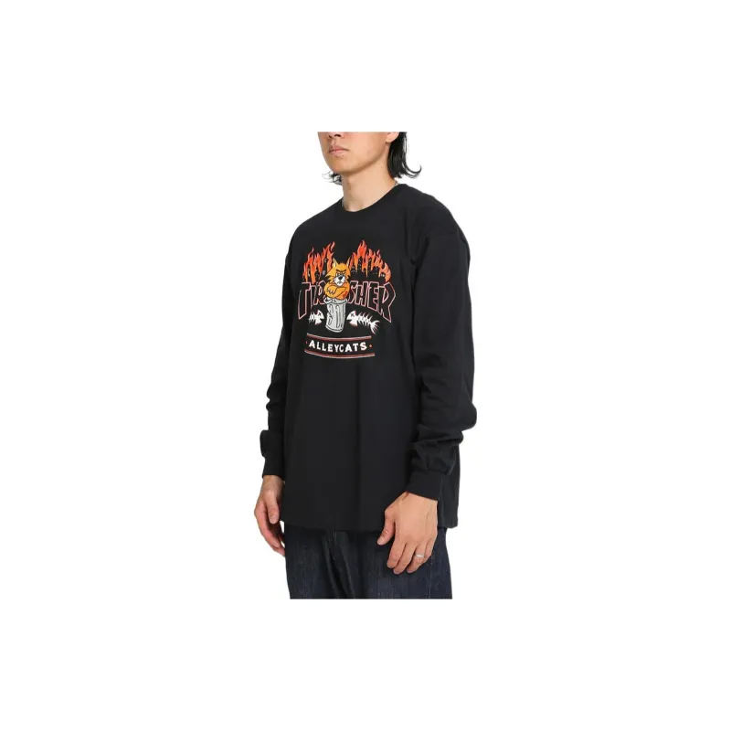 Thrasher Crew Neck Fitted Straight Long-Sleeved T-Shirt Men's Black-2