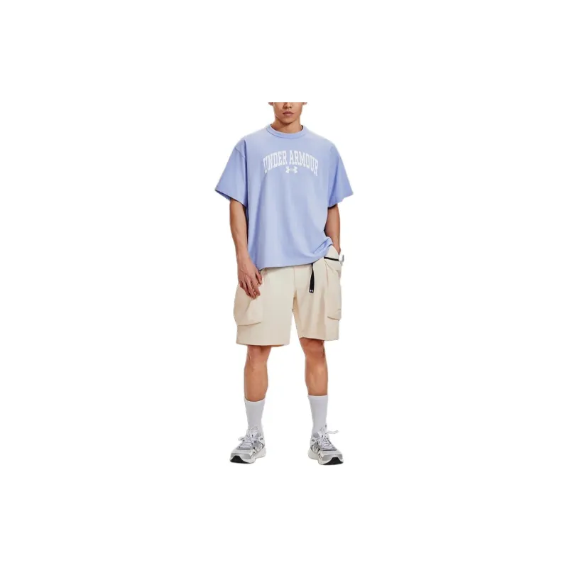 Under Armour Short Sleeved T Shirts Unisex Light Blue Purple-2
