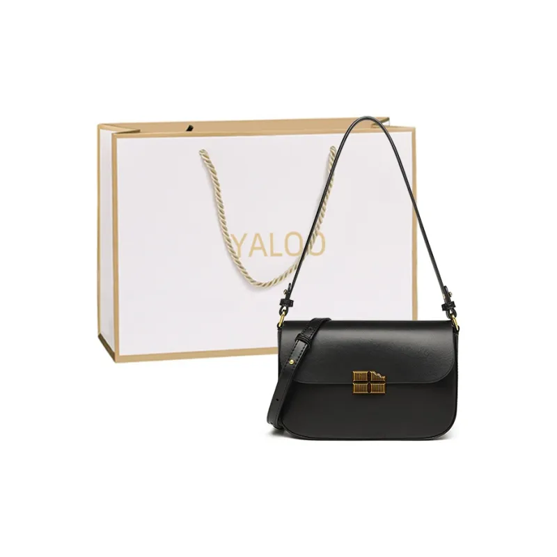 Yalu Cow Leather Shoulder Bag Women's Coffee/Midnight Black/Milk Tea Apricot-5