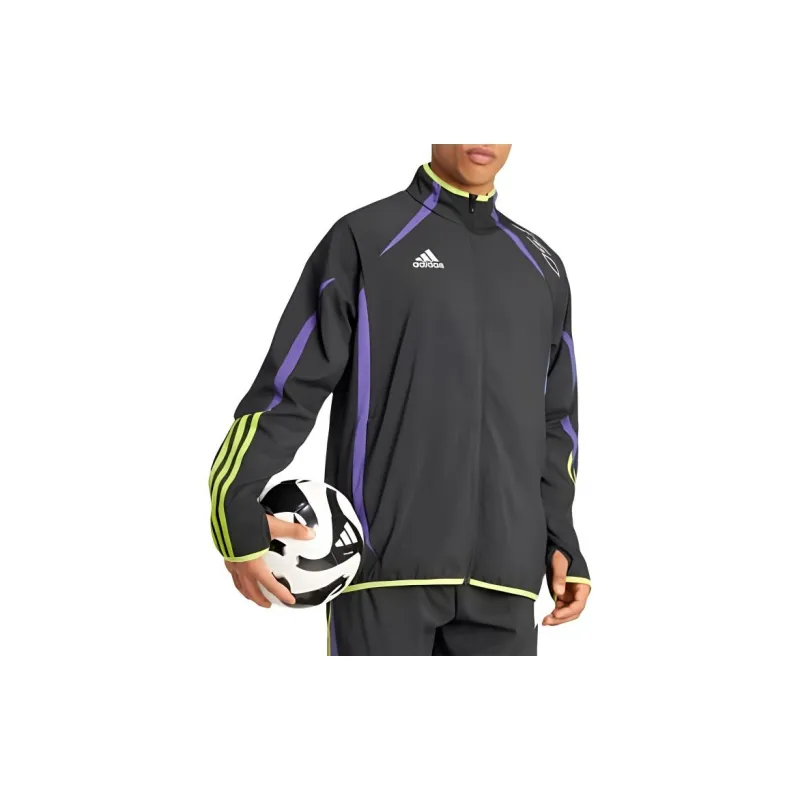 Adidas Retro Sports Stripes Multicolor Stand Collar Jackets Men's Black-3