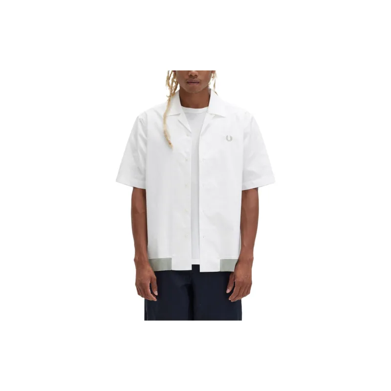 FRED PERRY Ribbed Hem Revere Collar Shirt Shirt Men's White-2