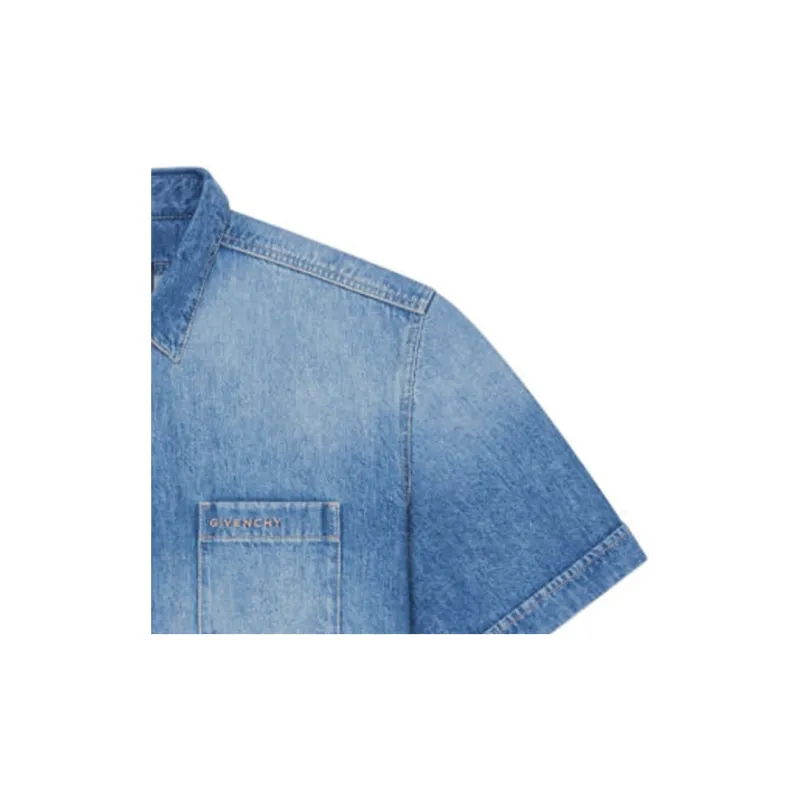 Givenchy Logo Embroidered Denim Shirt-6