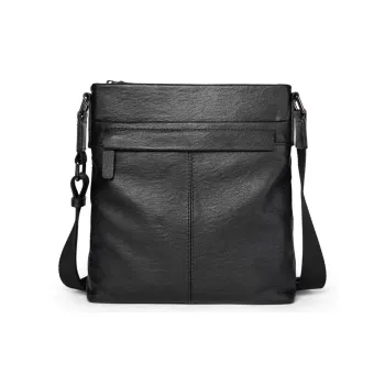 Old Man's Head Cow Leather Shoulder Bag Regular Unisex Black