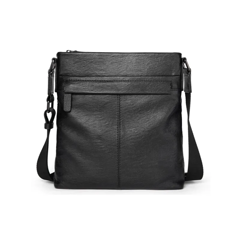 Old Man's Head Cow Leather Shoulder Bag Regular Unisex Black-0