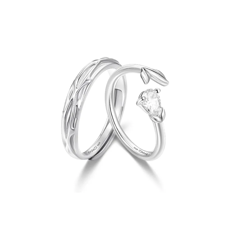 FANCI S925 Silver With Pink Gemstone Inlay Rings Unisex-2