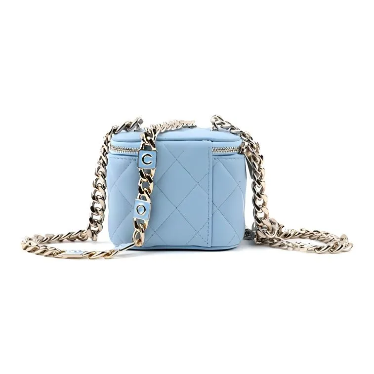 CHANEL 22SS Lambskin Box Bag, Shoulder Bag, Crossbody Bag Mini Women's Blue-2