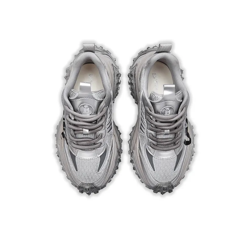 U.T.B RustiRunner Scavenger Series Low Top Chunky Sneakers Unisex Silver-3