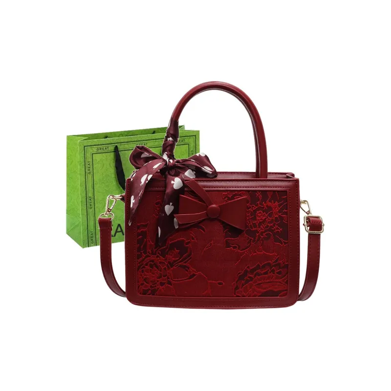 KARUISHA PU Patchwork Shoulder Bag Regular Women's Red/Burgundy-8