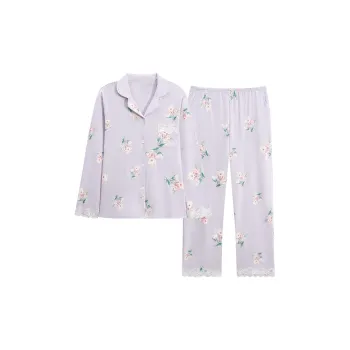 MADALLO Pajama Set Women's Purple Mist Floral Realm