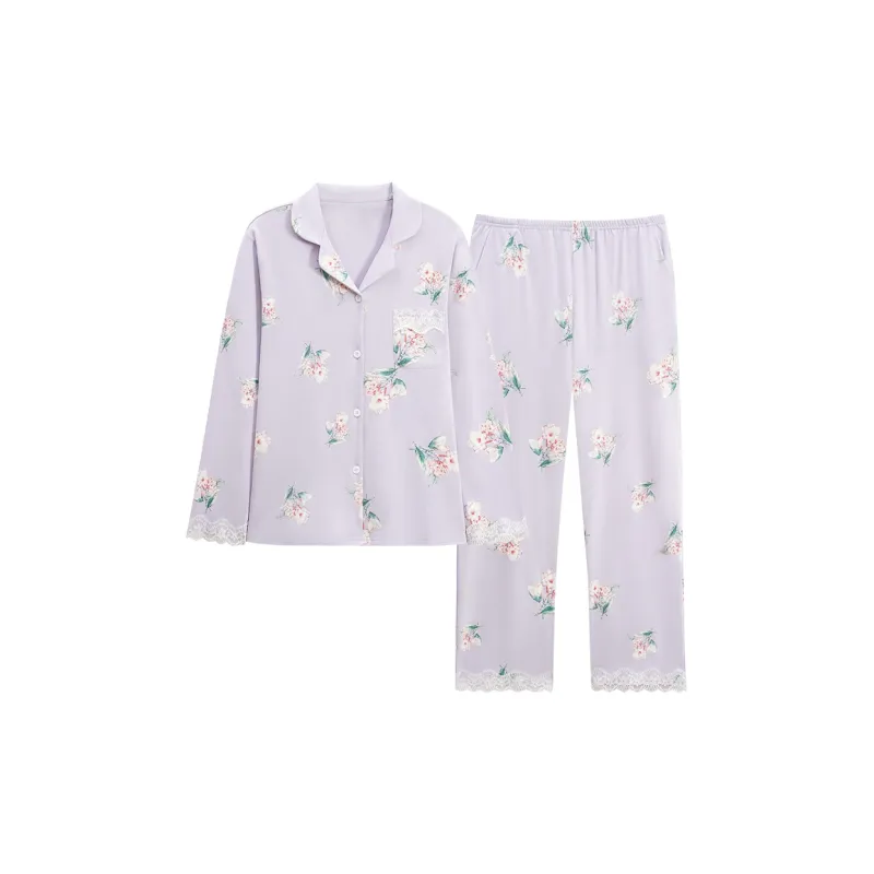 MADALLO Pajama Set Women's Purple Mist Floral Realm-0