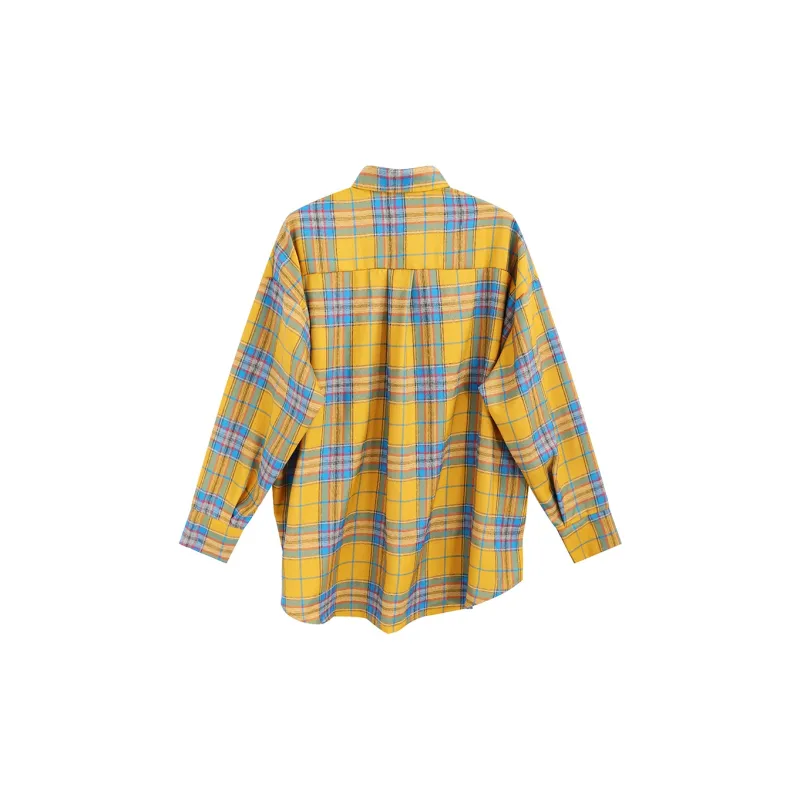 Garbege Shirt Women's Yellow Plaid-1