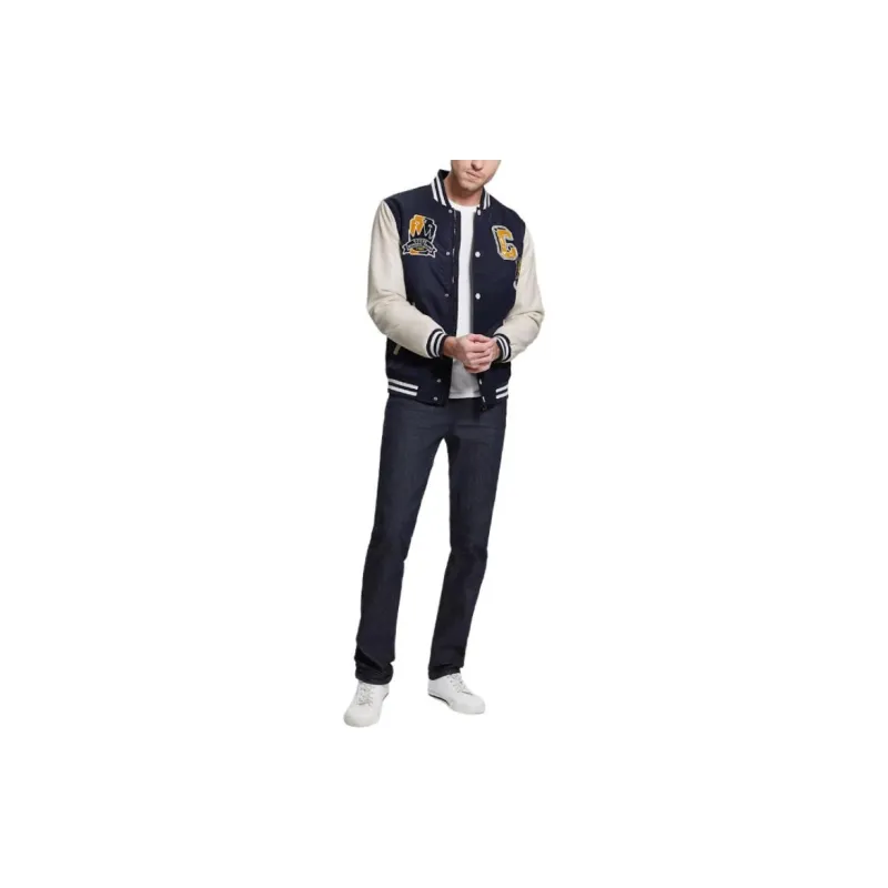 GUESS Patch Varsity Jacket Jackets Coats Men's Blue-5