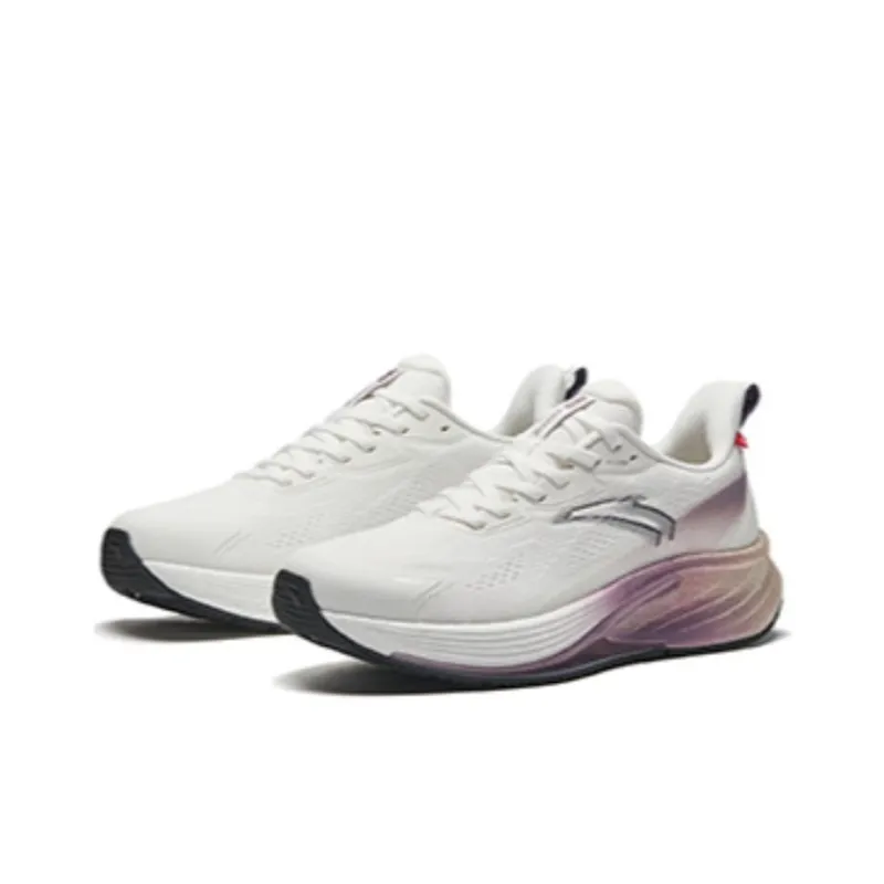 Anta Cushioning Wear Resistant Low Top Nitrogen Technology Casual Running Shoes Women's White Purple-2