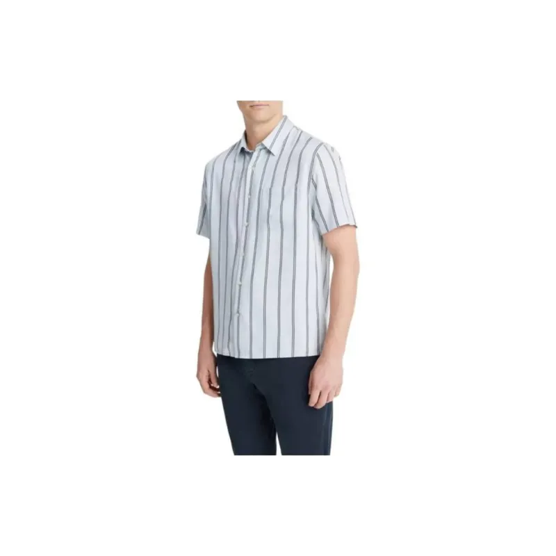 VINCE Stripe Short-Sleeve Shirt Shirt Men's Light Blue-1