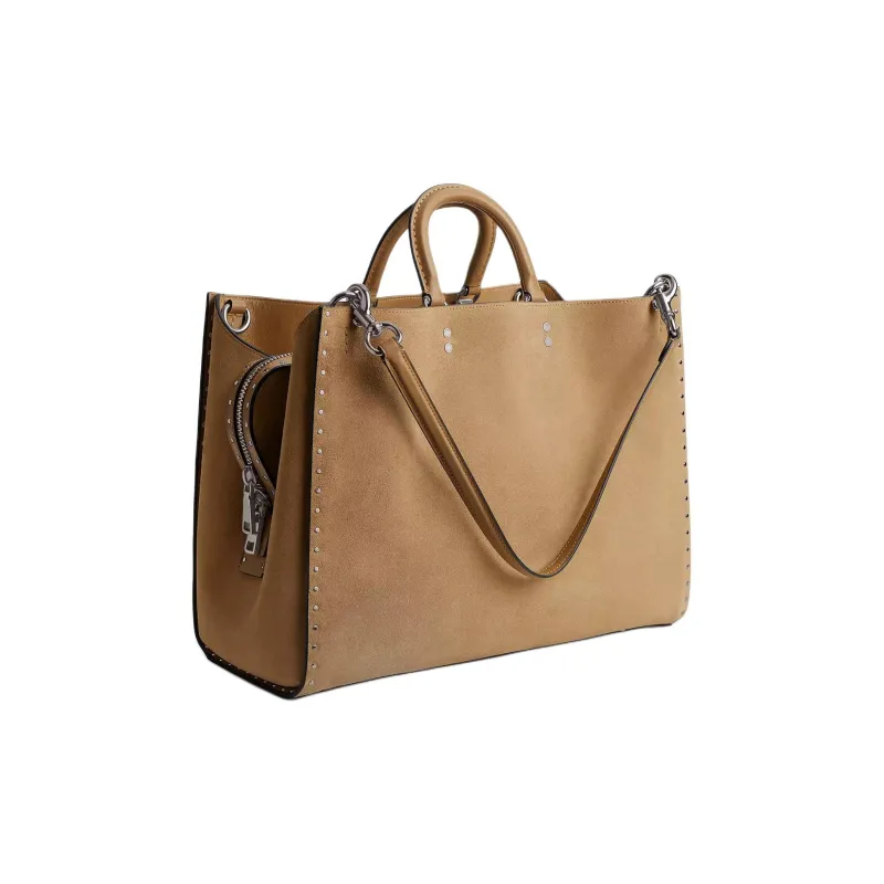 COACH Rogue Suede Crossbody One Shoulder Handbags Large Size Women's Peanut Butter Color-1