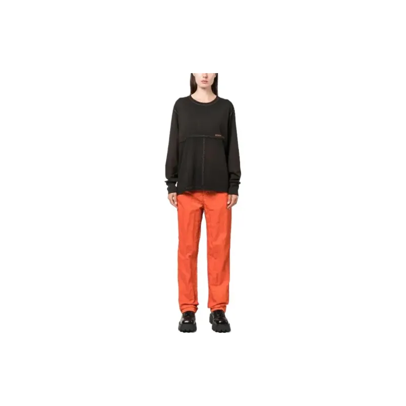 ECKHAUS LATTA Crinkled finish Straight leg Trousers-4