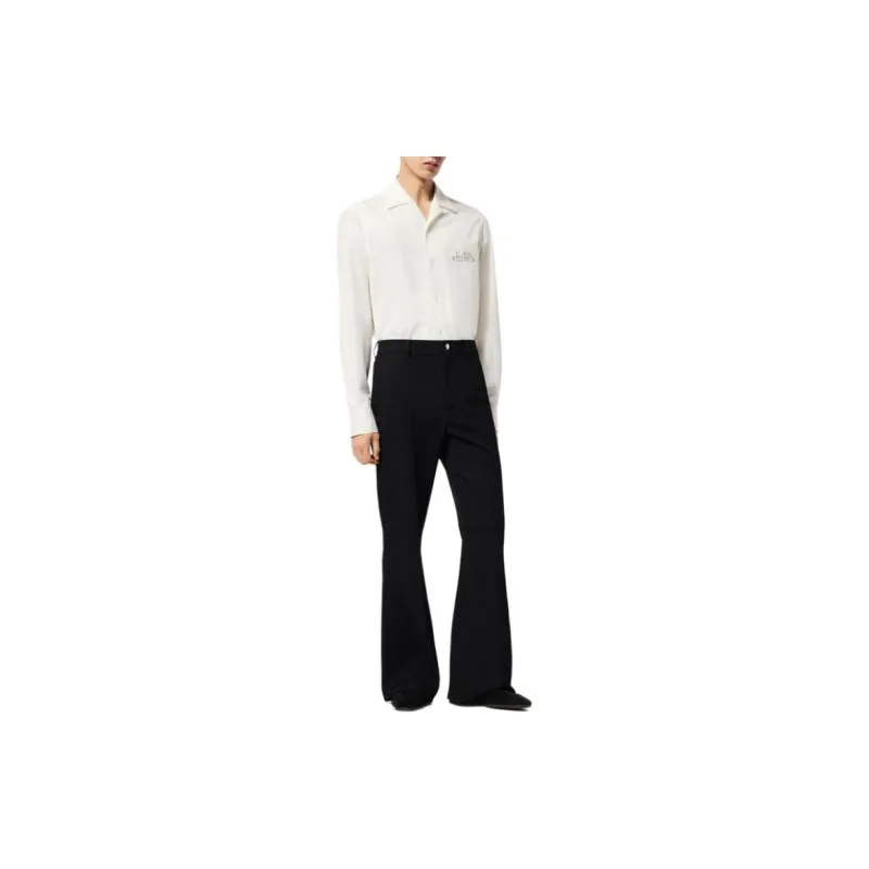 LOUIS VUITTON Embellished Open Collar Long Sleeved Shirt-3