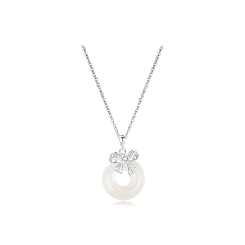 Teddy Bear Collection Chalcedony S925 Sterling Silver Necklace Women's-0