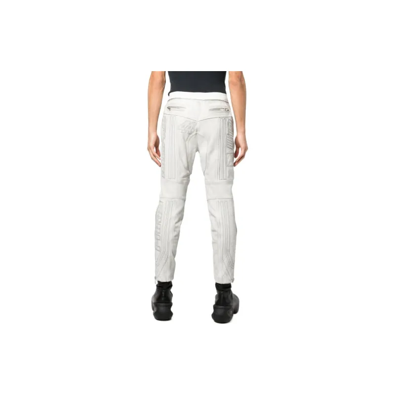 BALMAIN Embroidered design Tapered Leather Trousers-2