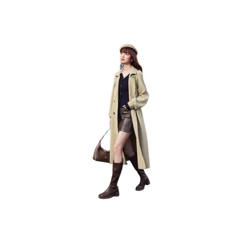 Love to serve Trench Coats Women's Khaki