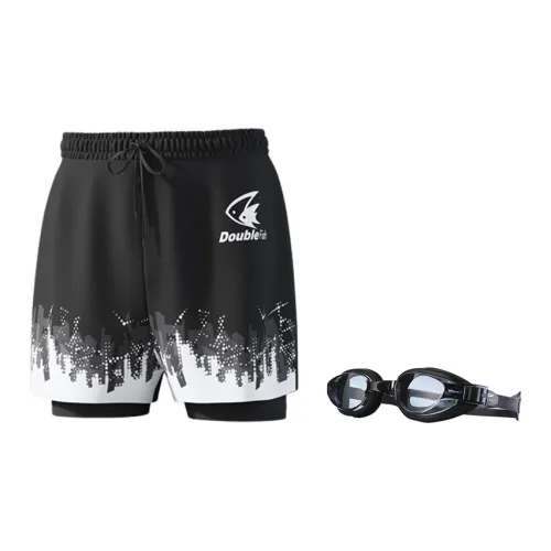 DOUBLEFISH Swimming Sets Polyester Elastane Seaside Beach Men's Black