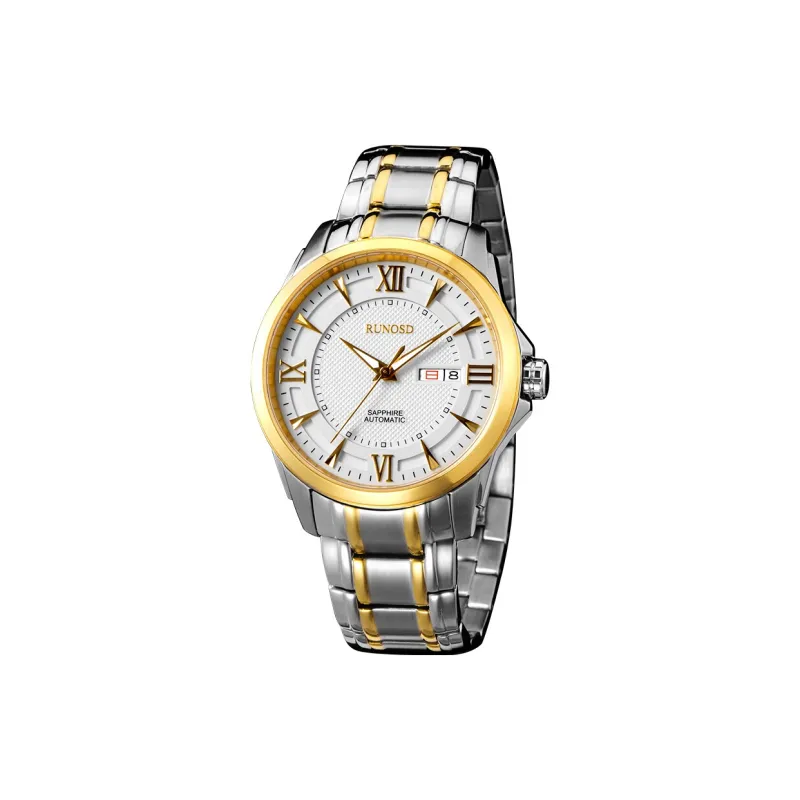RUNOSD Mechanical Movement Stainless Steel Watchband Watch Men's Watches White Dial-11