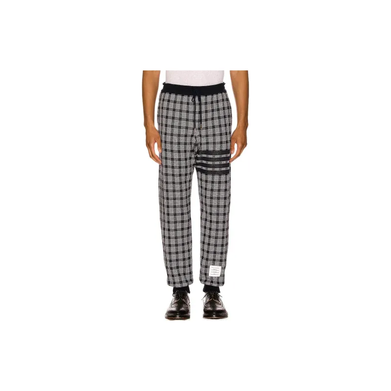 THOM BROWNE Check Pattern Drawstring Track Pants-2