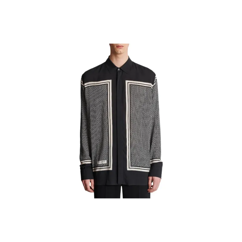 BALMAIN Monogrammed Scarf Print Shirt-2