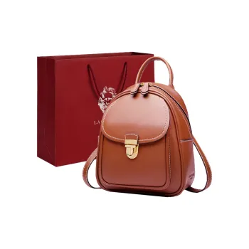 Old Man's Head Cow Leather With Synthetic Leather Backpack Women's Brown