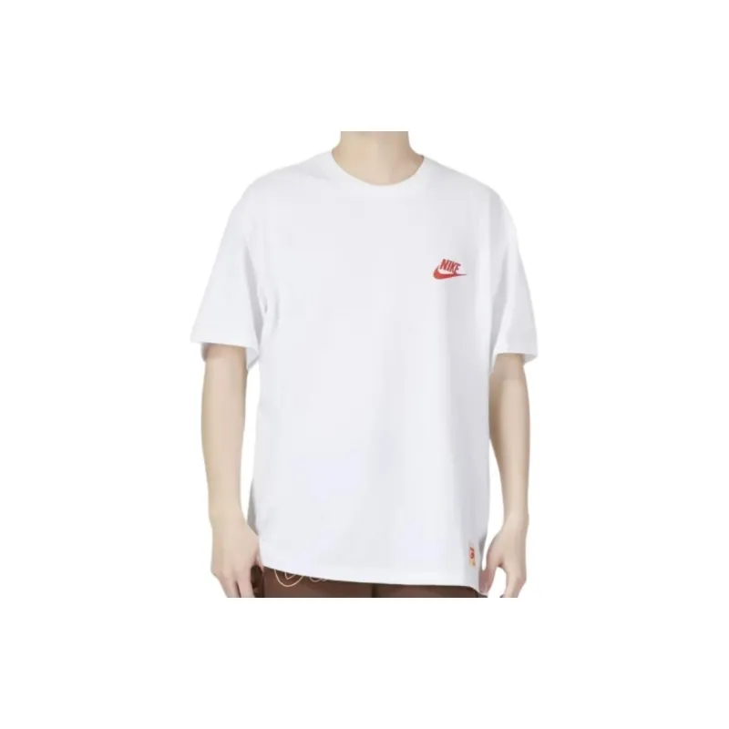 Nike Casual Sportswear Unisex Clothing Set White Top+Dark Blue Shorts-4