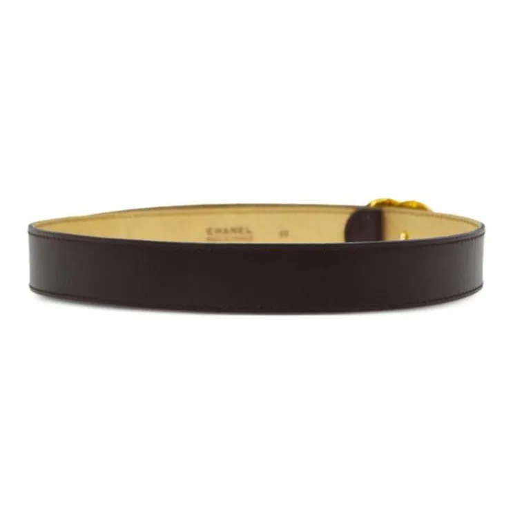 CHANEL Leather Leather Belts Women's Black Width 2.7cm-2