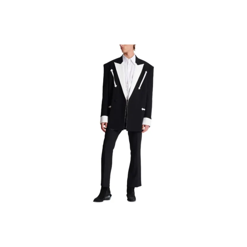 BALMAIN Crepe texture Double breasted Blazer-1