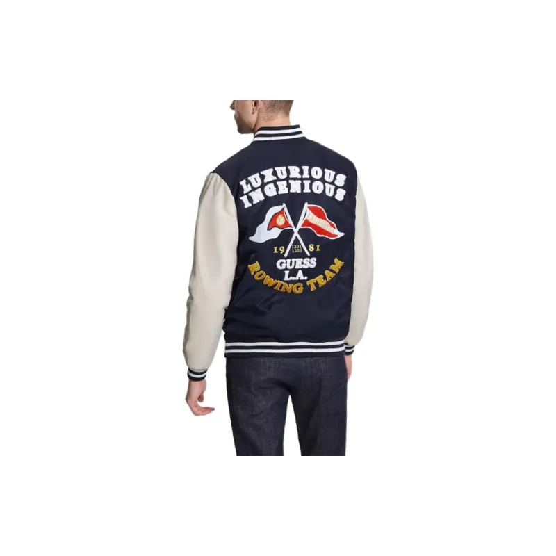 GUESS Patch Varsity Jacket Jackets Coats Men's Blue-2