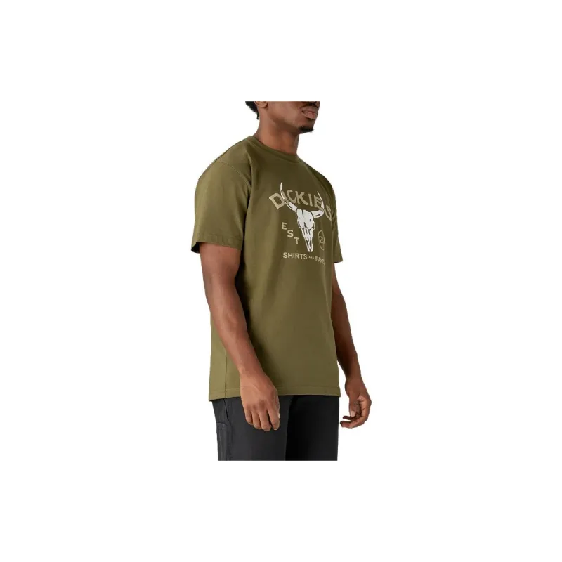 Dickies Bull Skull Heavyweight T-Shirt T-Shirt Unisex Green-7
