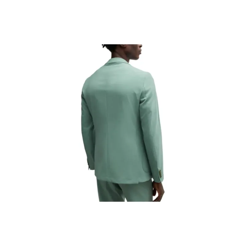 HUGO BOSS Slim Fit Jacket In A Performance Stretch Wool Blend Jackets & Coats Men's Green-3