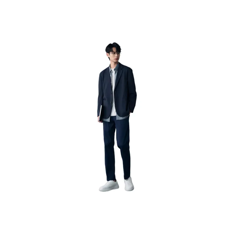MIANXIANSHENG Business Suit Men's Deep Navy Blue-0