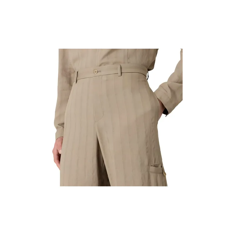EMPORIO ARMANI Trousers With Monochromatic Stripes In A Peach feel Viscose blend-4