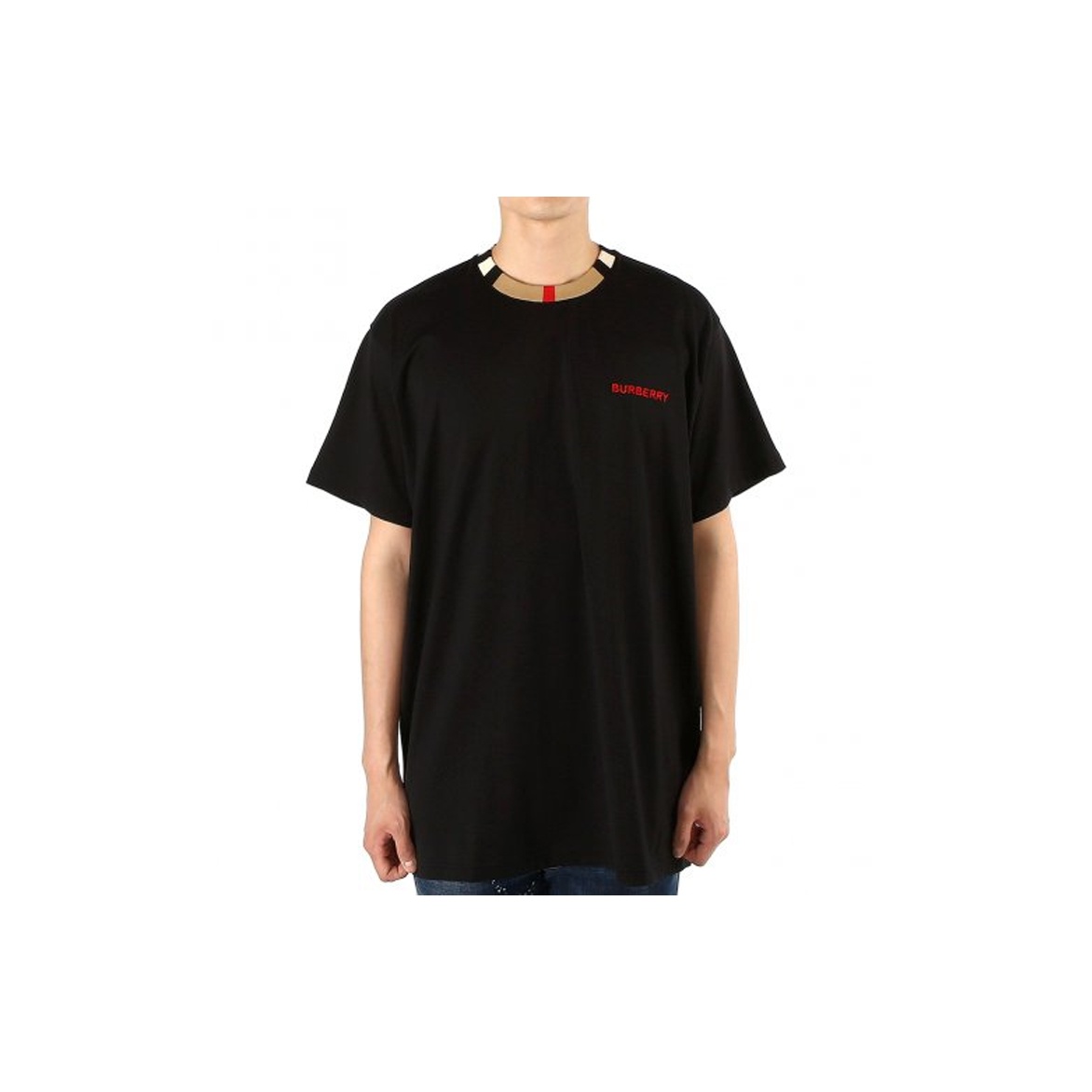 Burberry Men Icon Stripe Trim Cotton T-shirt Black XXL Burberry Men Icon Stripe Trim Cotton T-shirt Black XXL