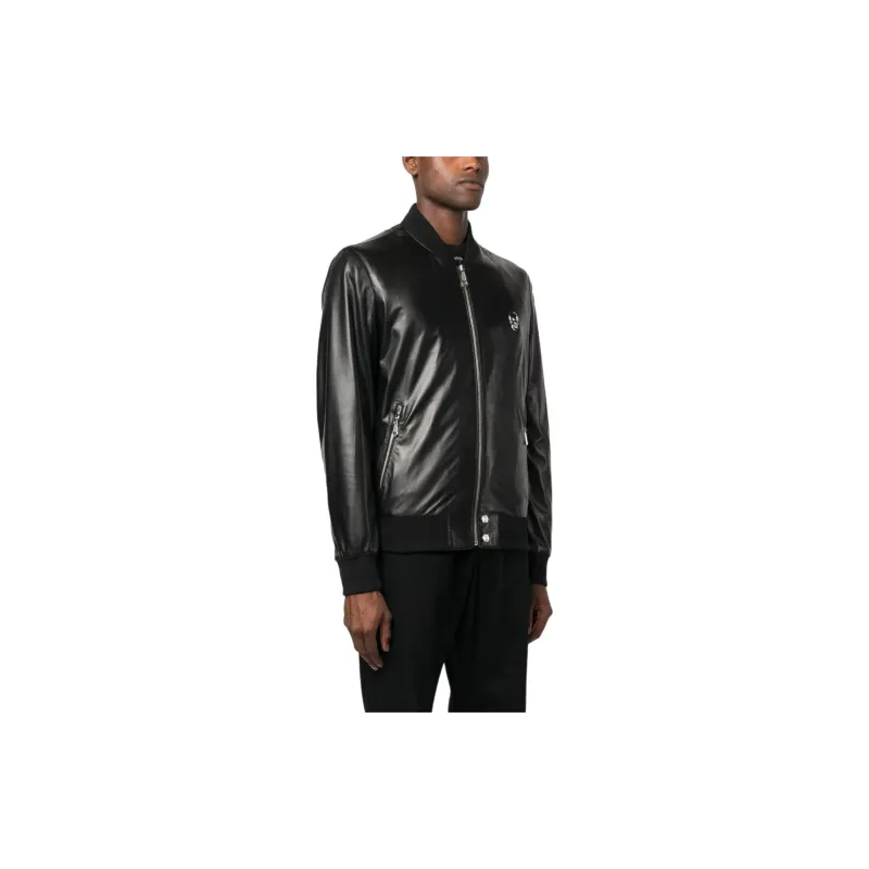 PHILIPP PLEIN Skull Leather Bomber Jacket-3