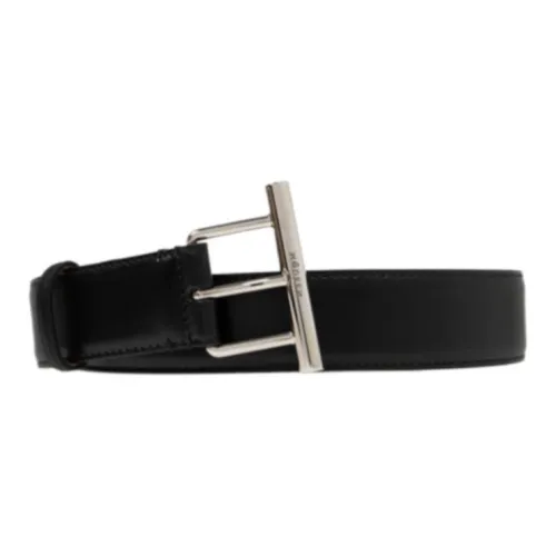 Alexander McQueen T Bar Buckled Logo Engraved Belt